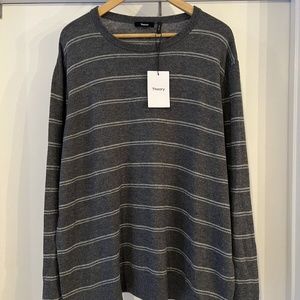 $395 Theory Cashmere Sweater Charcoal XXL CrewNeck